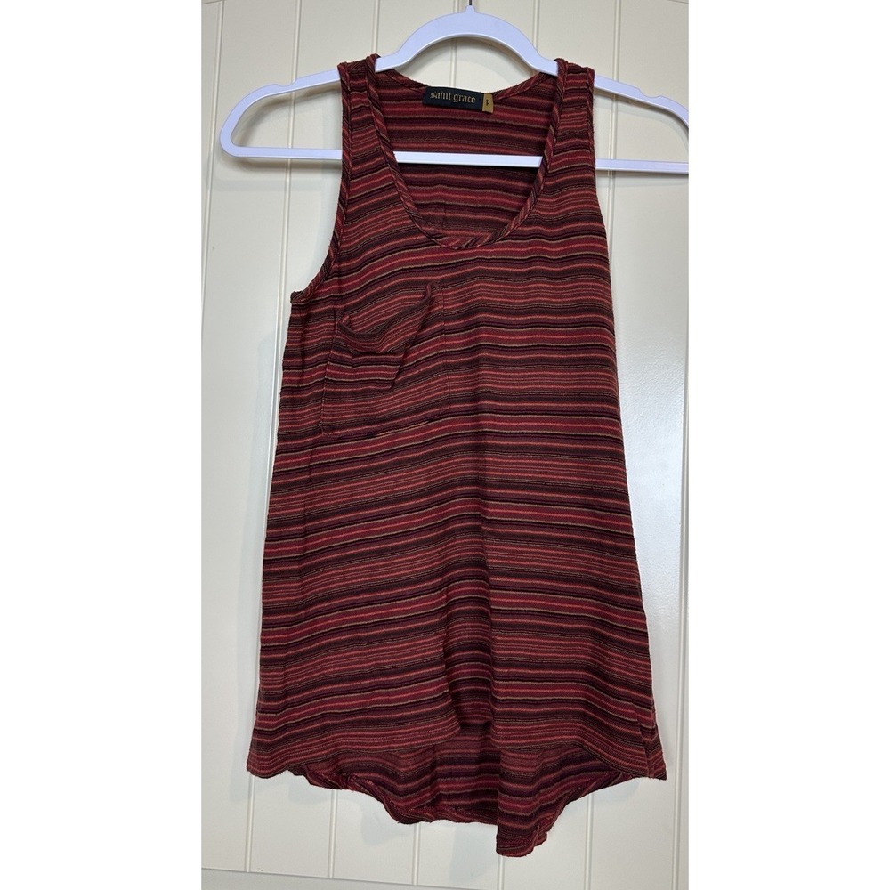 Saint Grace striped cotton sleeveless knit tank‎ top sz S stretch casual beach